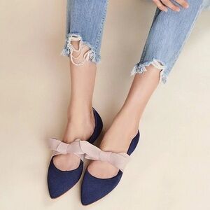 Rothy's | Mary Jane Sapphire Blue with Bow Flats Shoes Rare Discontinued